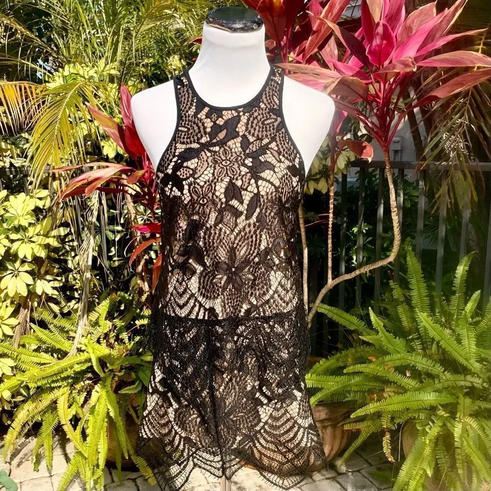 Express Eyelash Lace Overlay Skirt & Tank Set